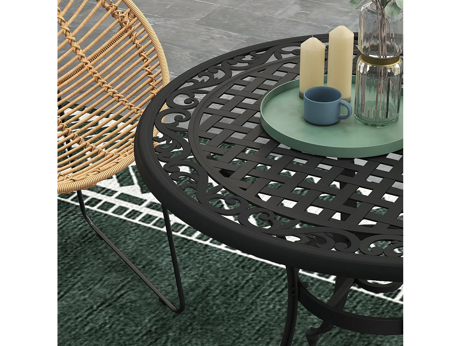 Tanodo 4 Seater 90cm Round Aluminium Garden Table with Parasol Hole