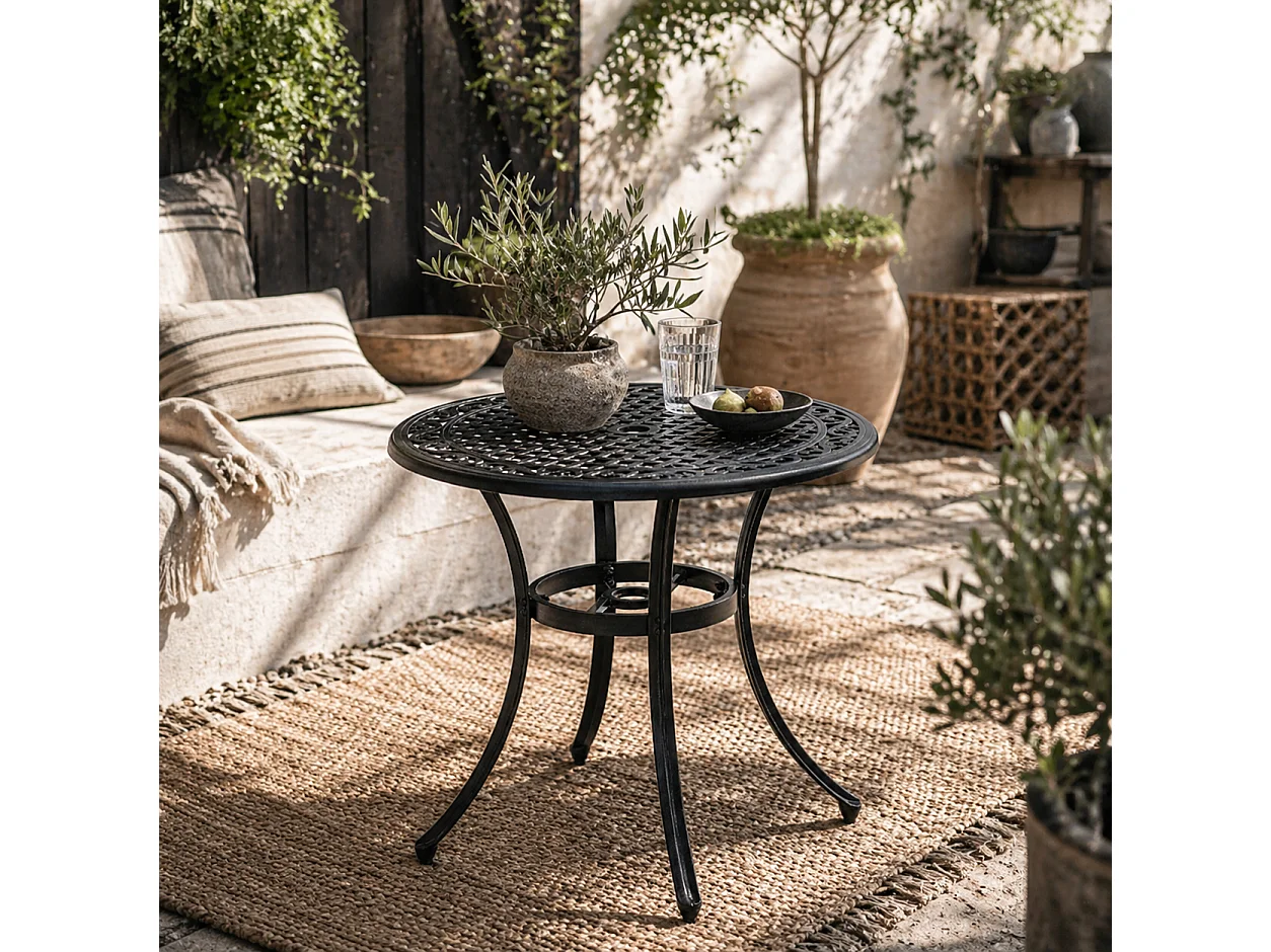 Tanodo 4 Seater 90cm Round Aluminium Garden Table with Parasol Hole