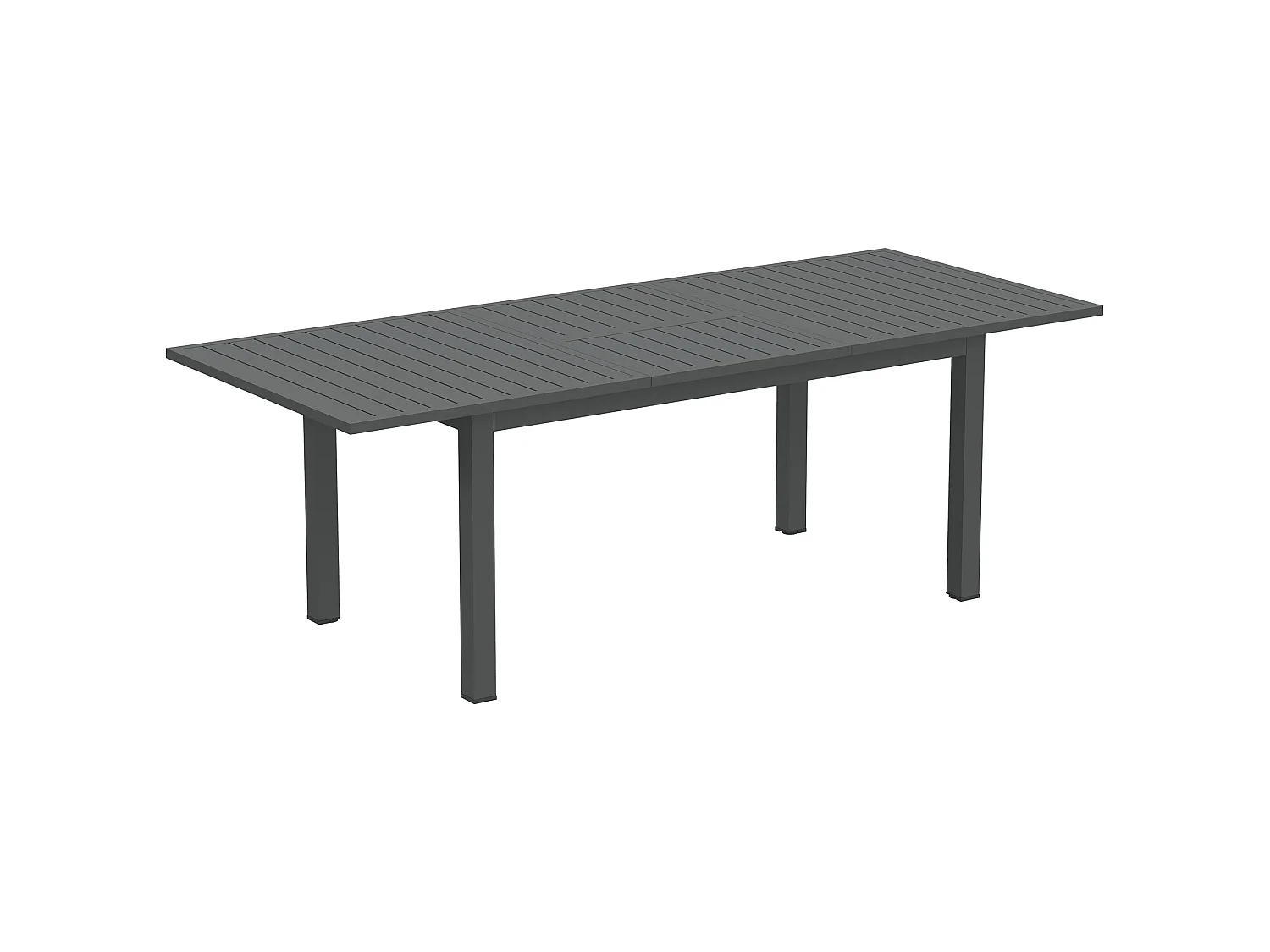 Tosala Grey Aluminium Extendable Outdoor Dining Table 160 220cm Slatted Top for 6 8