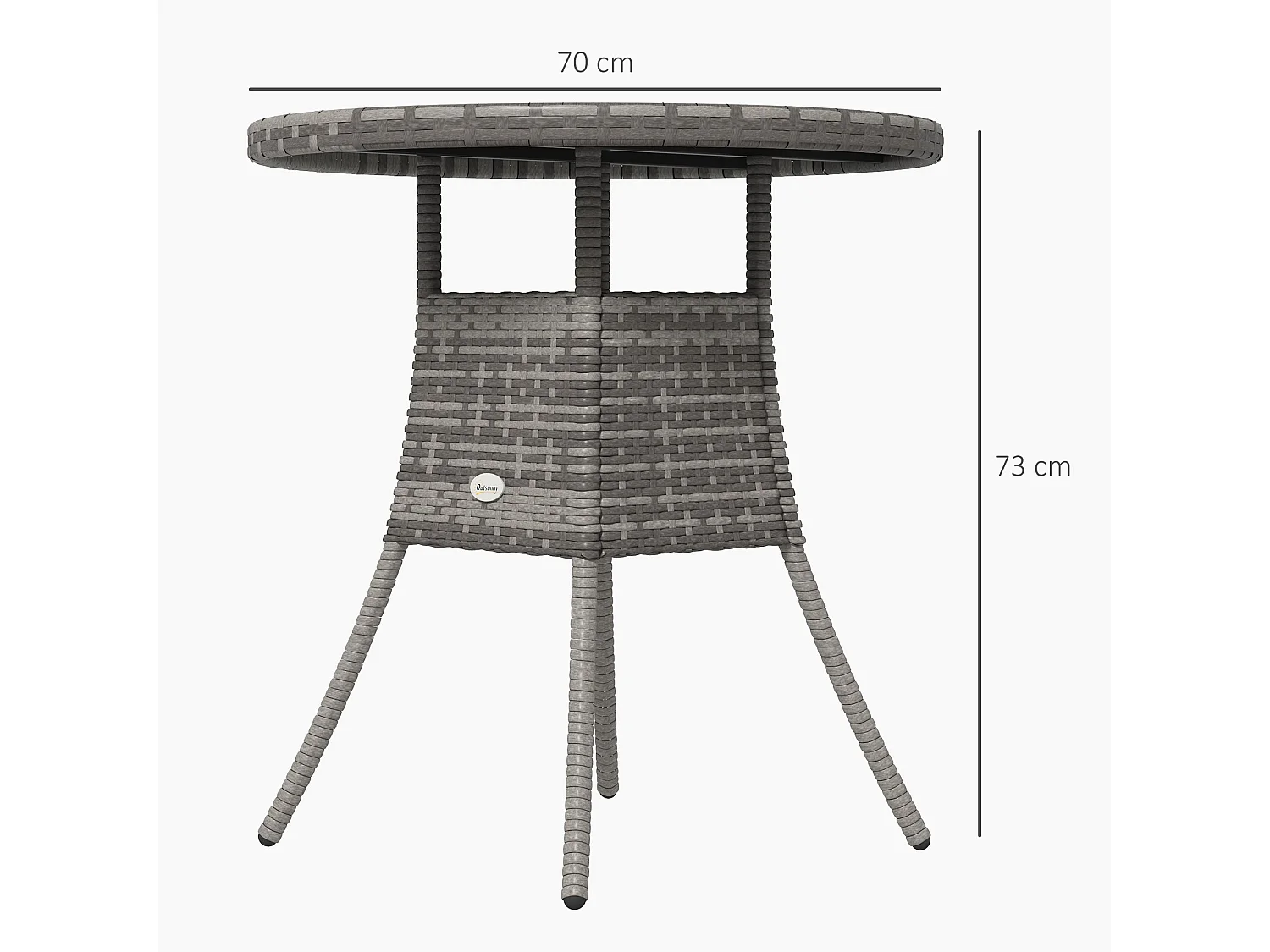 Reso Grey Square Rattan Outdoor Bistro Table 70cm
