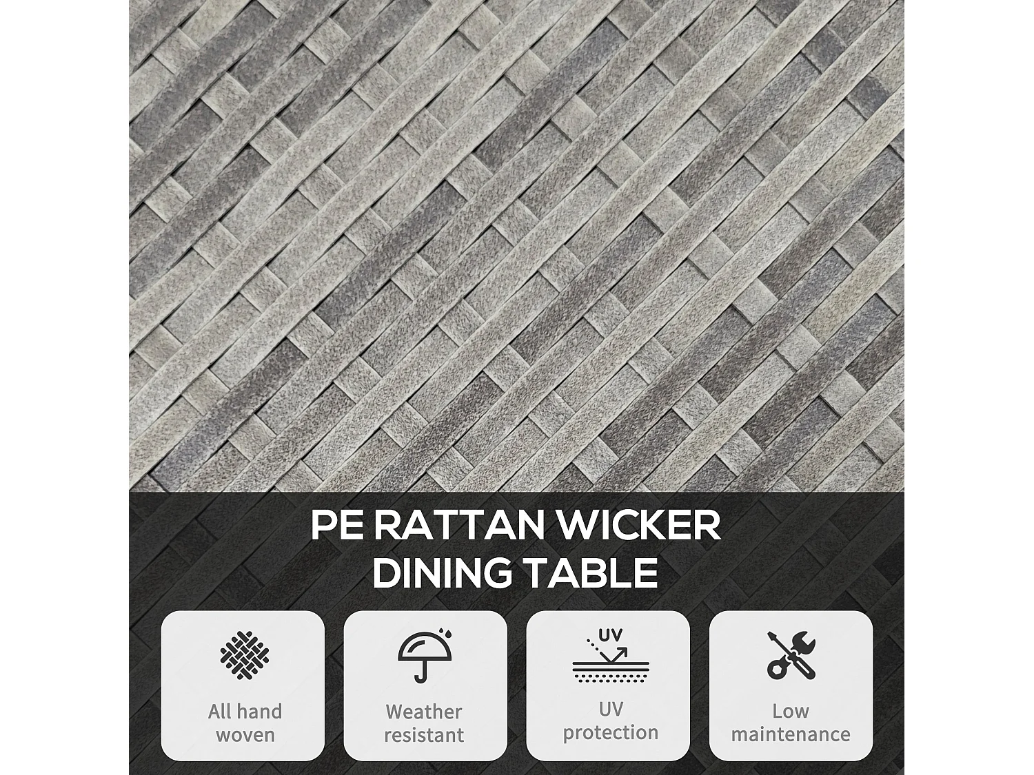 Reso Grey Square Rattan Outdoor Bistro Table 70cm