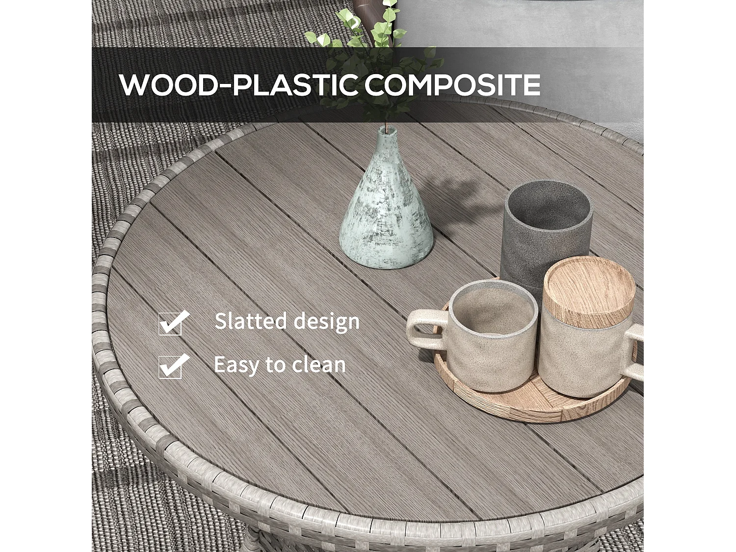 Reso Grey Square Rattan Outdoor Bistro Table 70cm