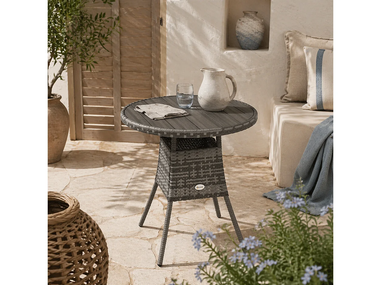 Reso Grey Square Rattan Outdoor Bistro Table 70cm