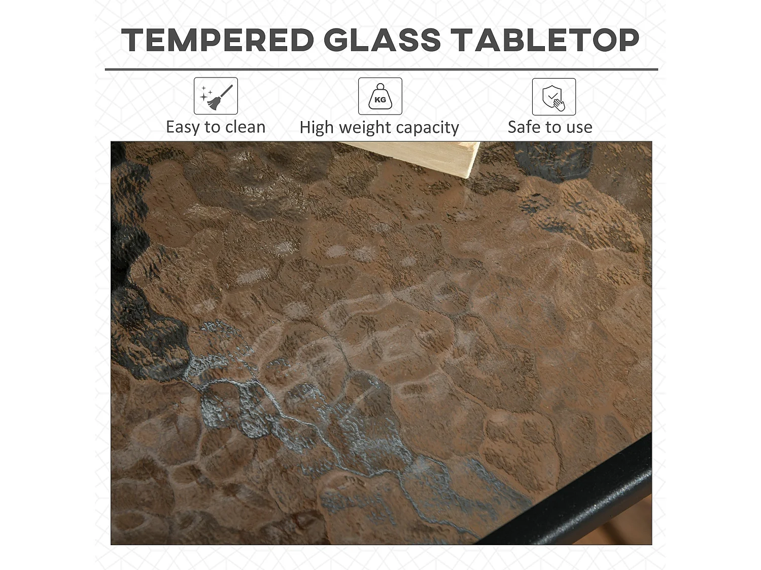 Laloke Square Metal and Tempered Glass Garden Dining Table with Parasol Hole