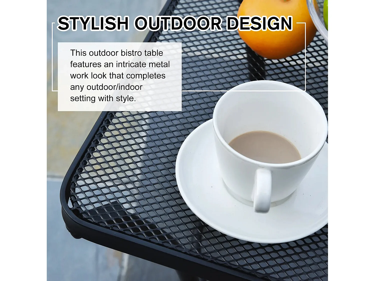 Aritte Black Metal Square Bistro Table 45 x 45 x 50cm