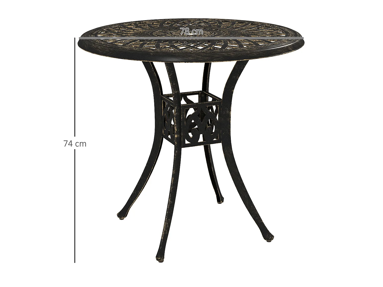 Kenofa Cast Aluminium Bronze Round Garden Dining Table with Parasol Hole