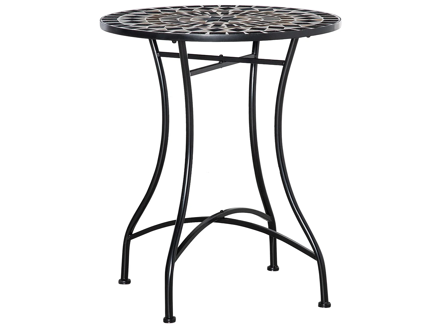 Pamone 60cm Round Mosaic Outdoor Bistro Table Black Yellow White