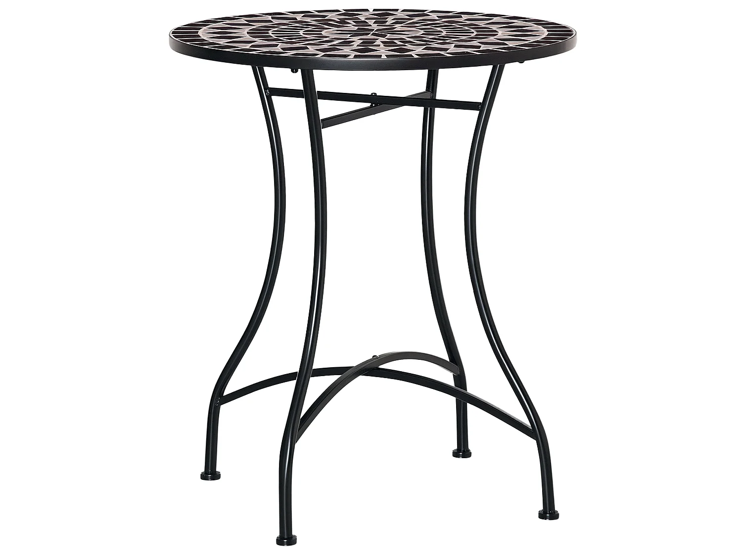 Pamone 60cm Round Mosaic Outdoor Bistro Table Black Yellow White