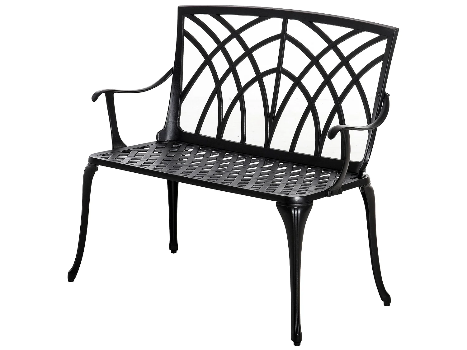 Elsu 2 Seater Outdoor Garden Bench Black Cast Aluminium Antique Finish