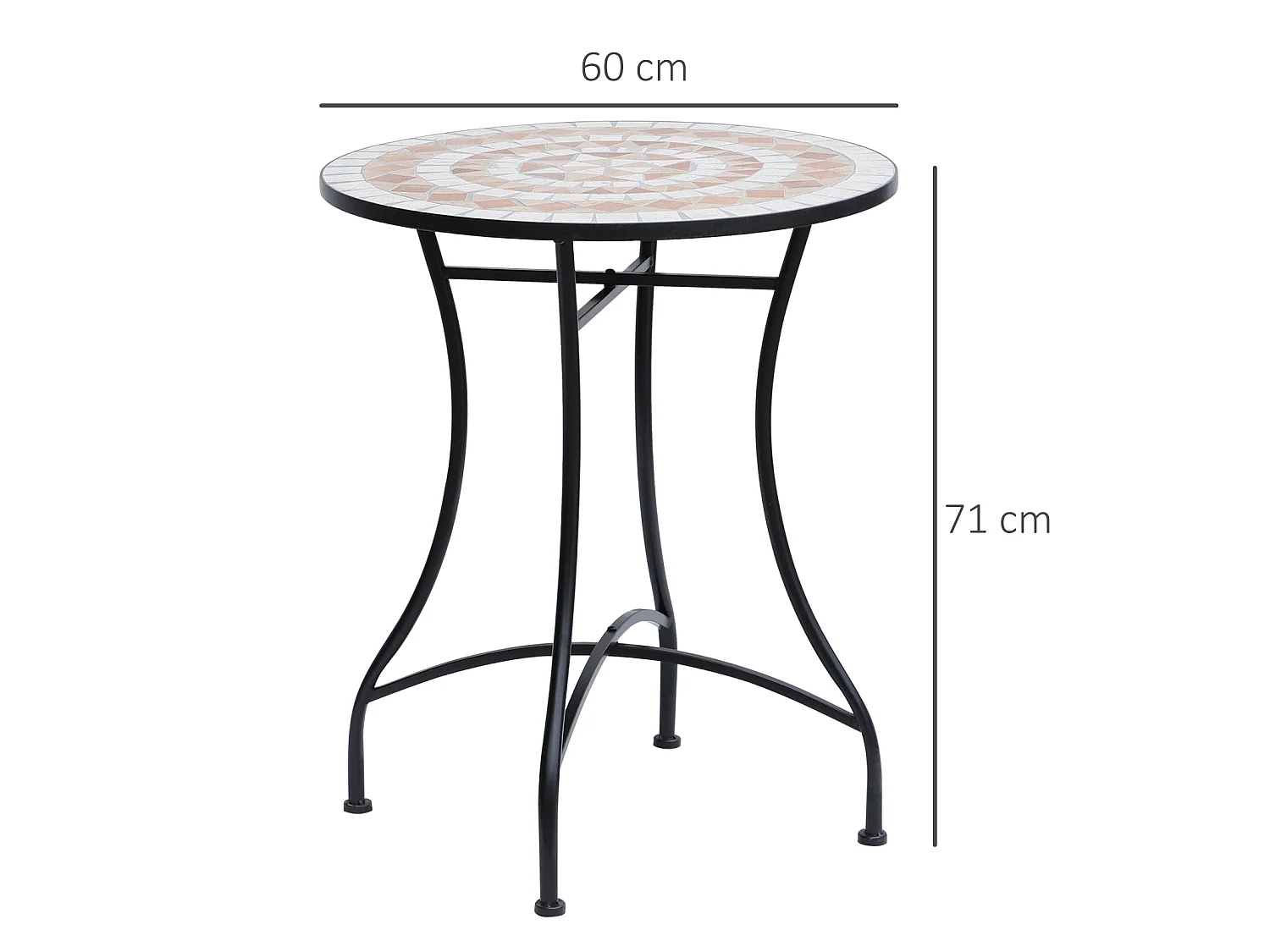 Lerava 60cm Round Ceramic Mosaic Outdoor Bistro Table