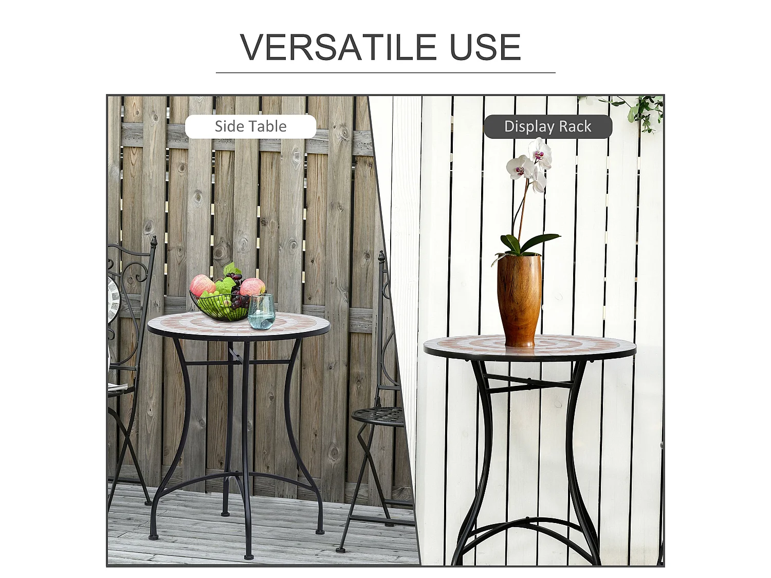 Lerava 60cm Round Ceramic Mosaic Outdoor Bistro Table
