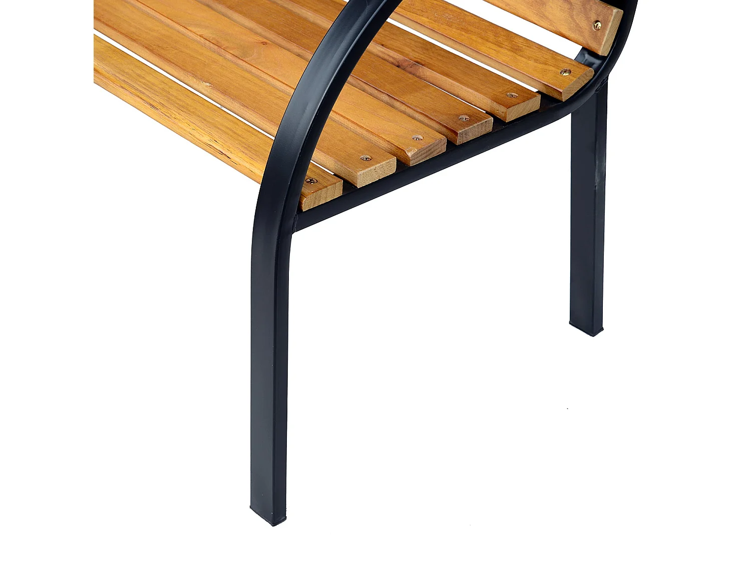 Nifalo 122cm Steel Frame and Natural Slatted Wood Outdoor Garden Bench