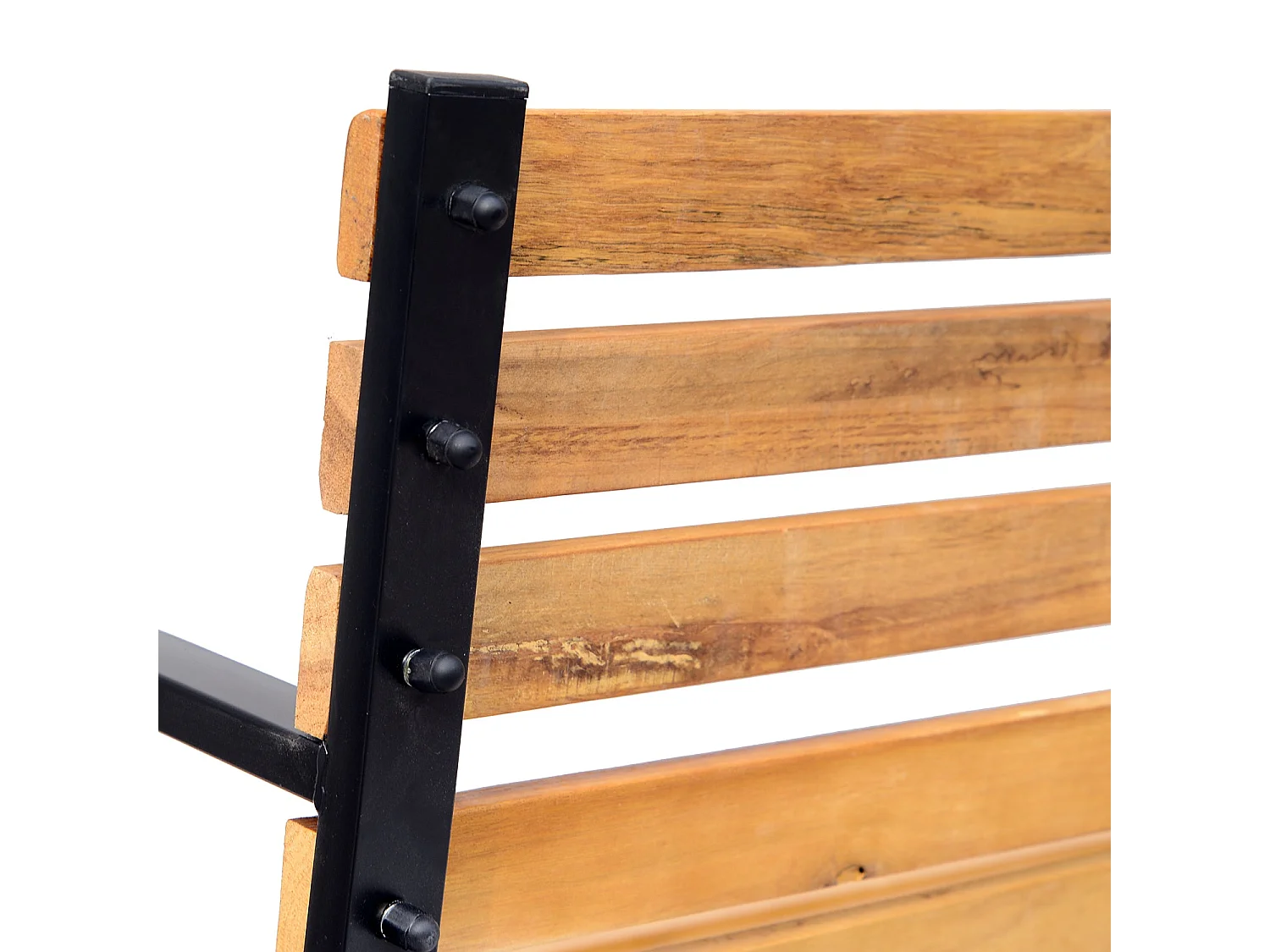 Nifalo 122cm Steel Frame and Natural Slatted Wood Outdoor Garden Bench