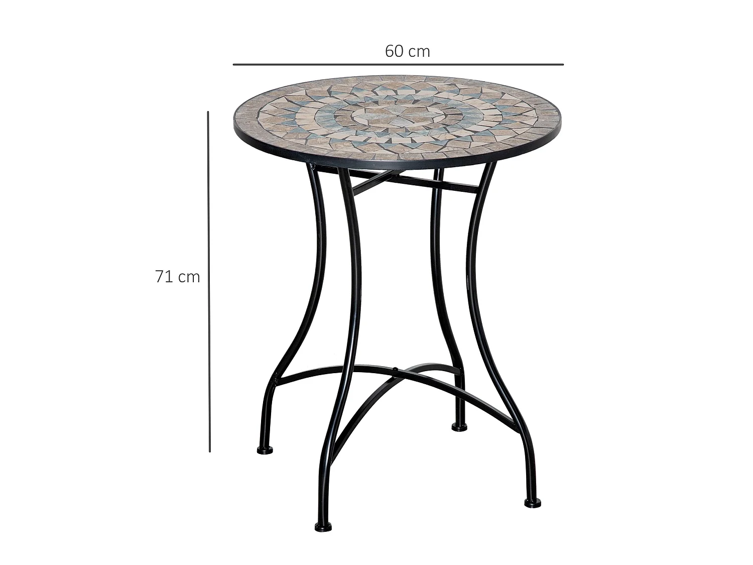 Nafiro Metal Green Round Mosaic Outdoor Patio Bistro Table