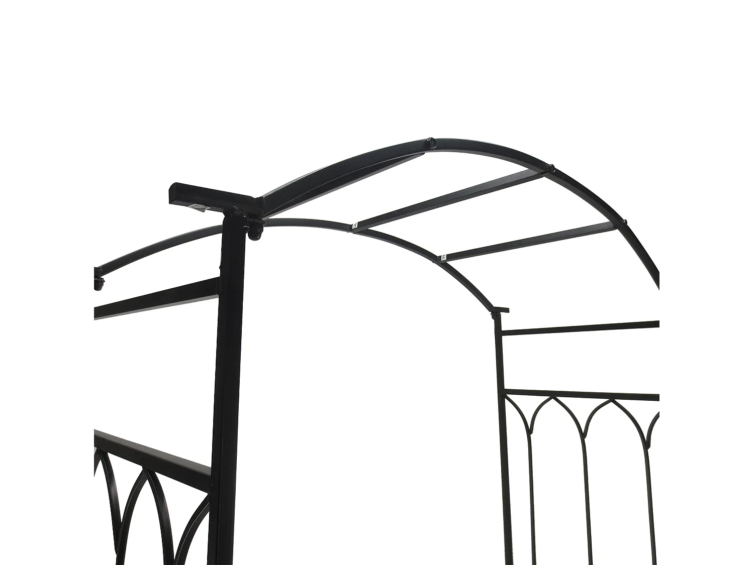 Moretta Black Metal Garden Arbour Bench with Arched Trellis Frame 115 x 50 x 203cm