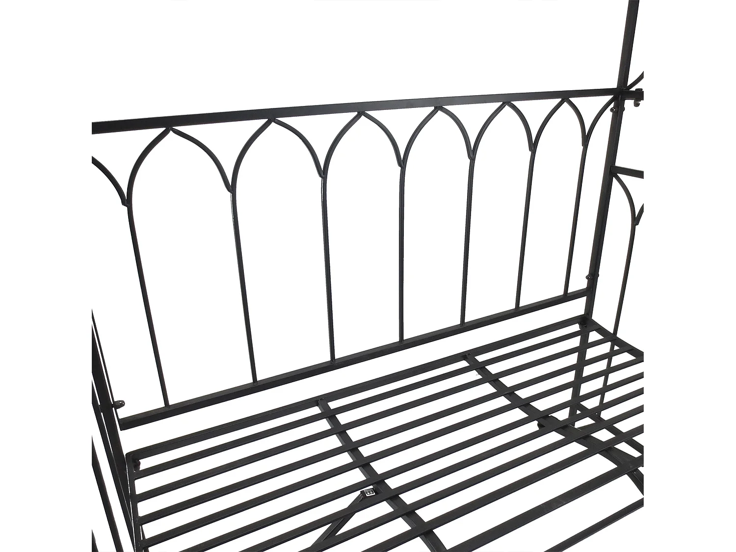 Moretta Black Metal Garden Arbour Bench with Arched Trellis Frame 115 x 50 x 203cm
