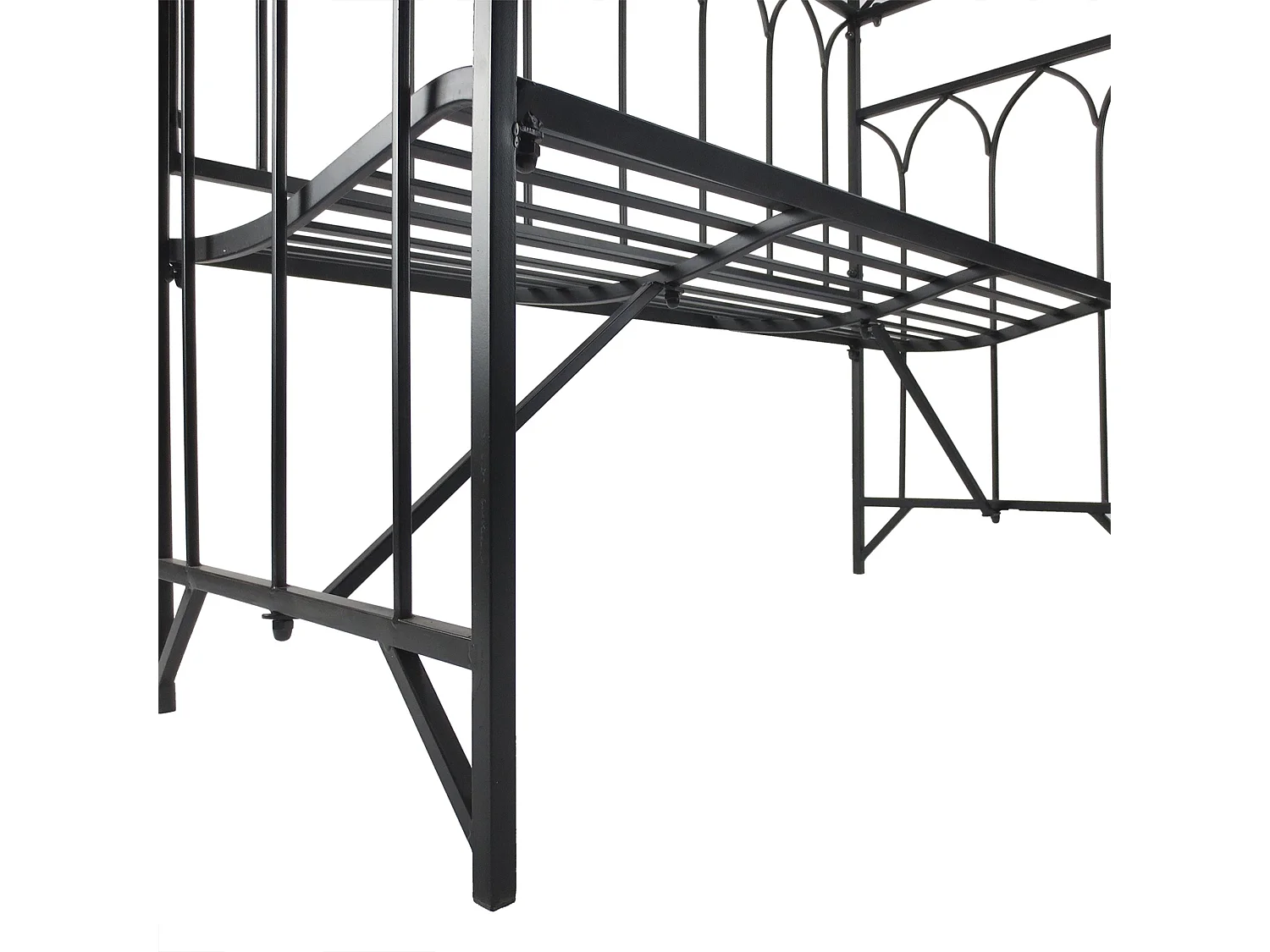 Moretta Black Metal Garden Arbour Bench with Arched Trellis Frame 115 x 50 x 203cm