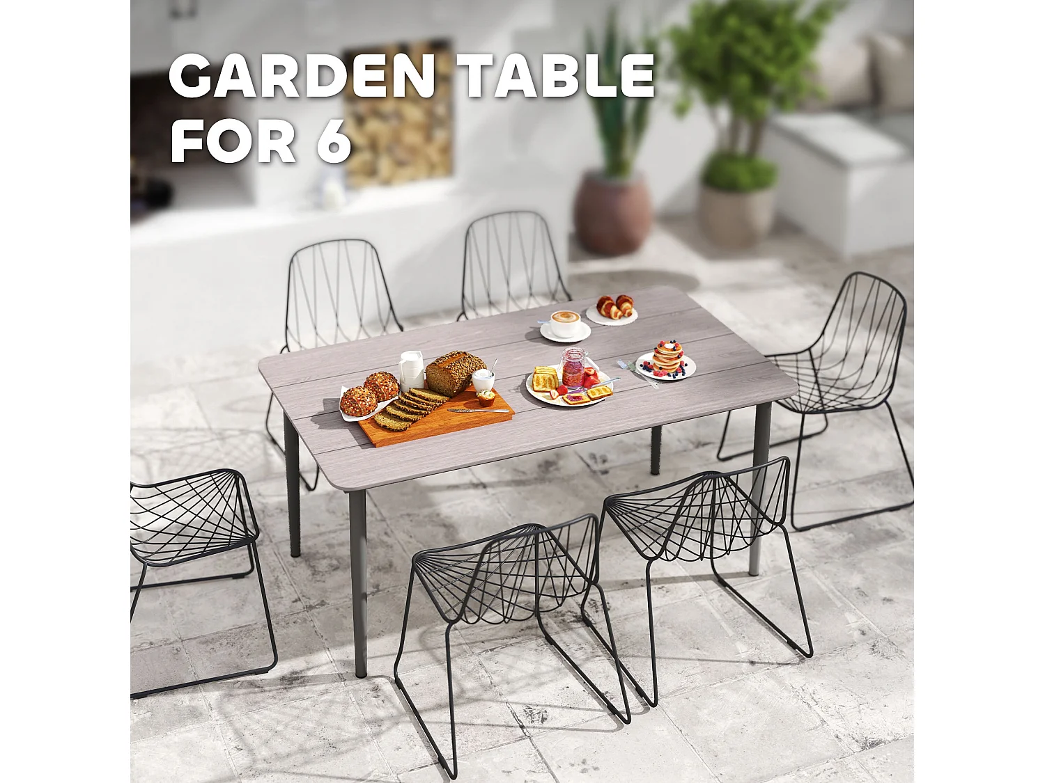 Navima Light Grey Rectangular Outdoor Dining Table for 6 160x90cm WPC Top