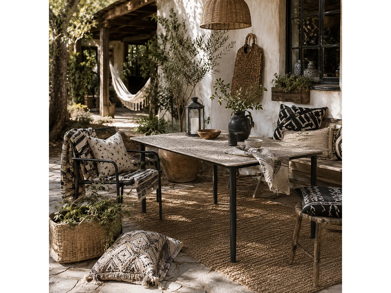Navima Light Grey Rectangular Outdoor Dining Table for 6 160x90cm WPC Top