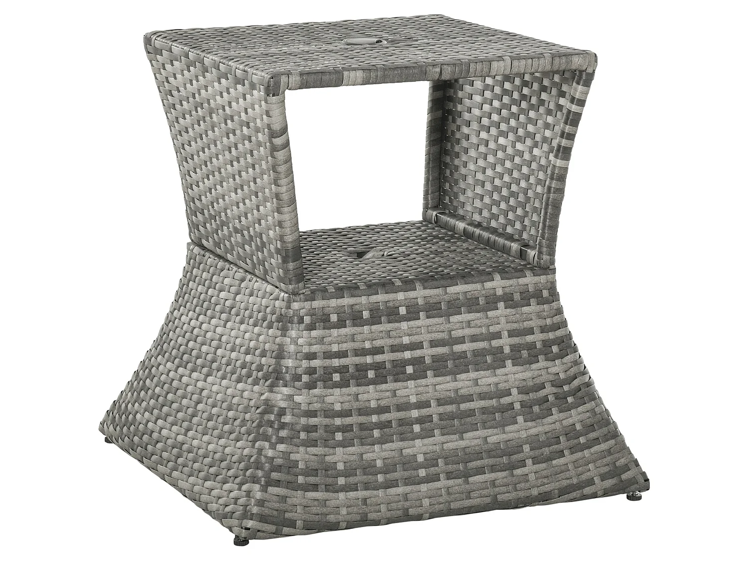 Toka Grey Square Rattan Bistro Table with Parasol Hole and Shelf