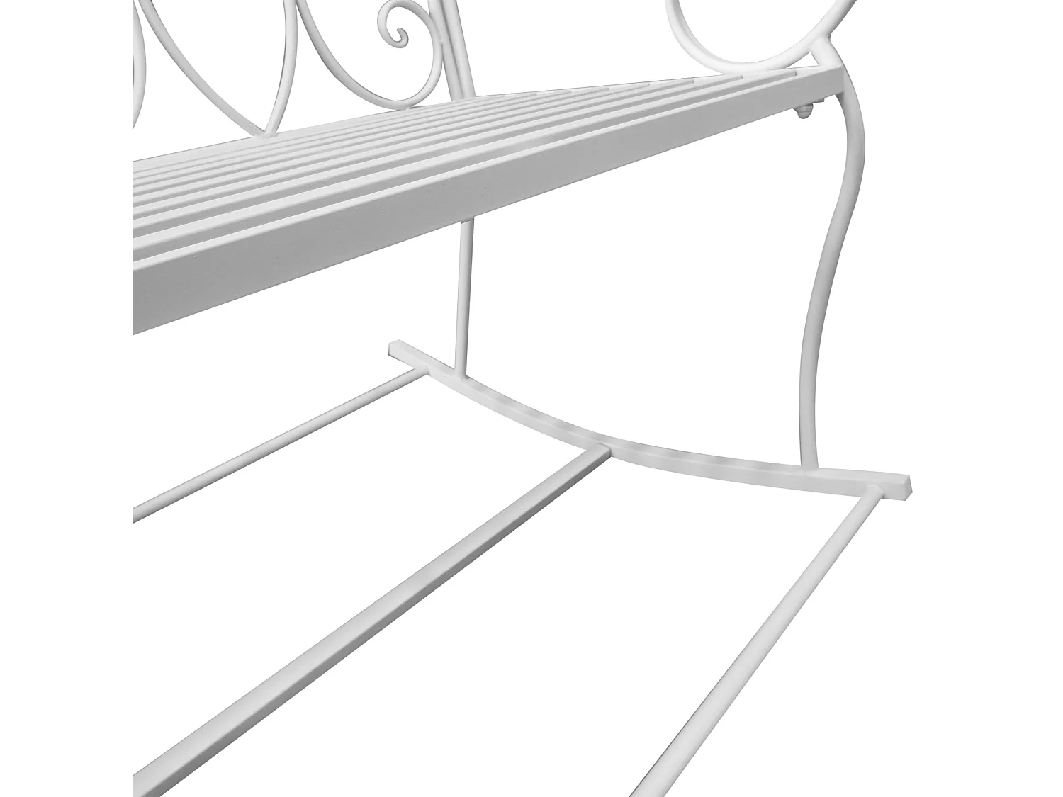 Yomino 2 Seater White Steel Outdoor Rocking Bench with Decorative Floral Backrest