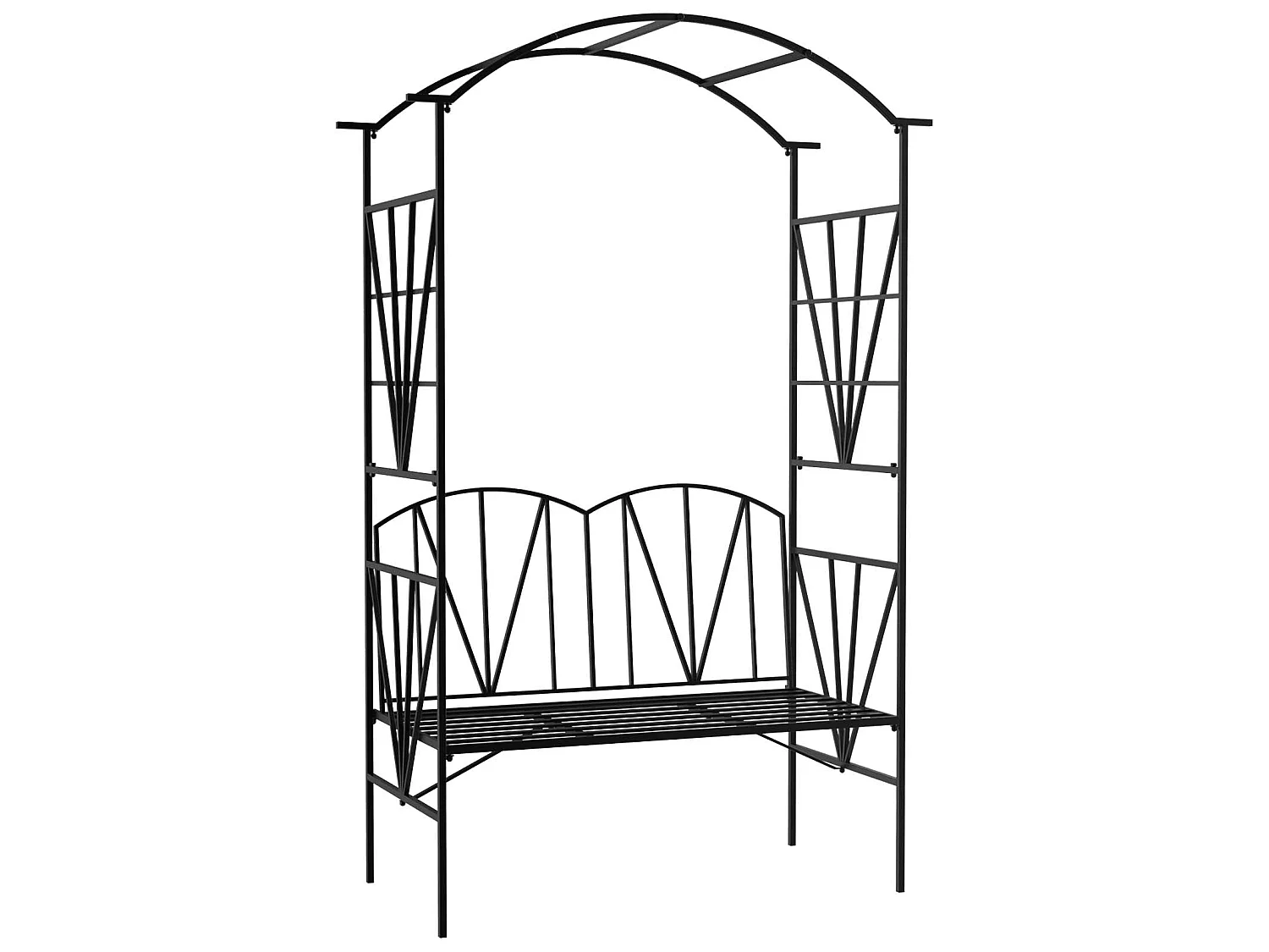Black Metal 2 Seater Garden Bench with Arch Back for Climbing Plants
