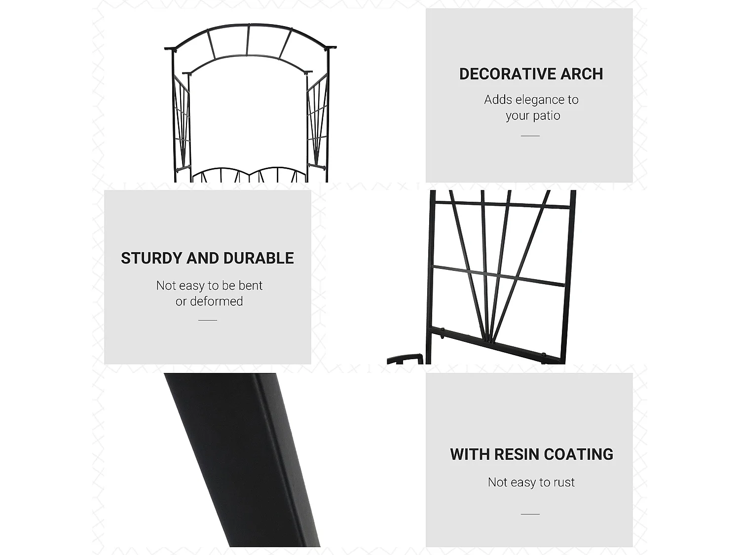 Black Metal 2 Seater Garden Bench with Arch Back for Climbing Plants