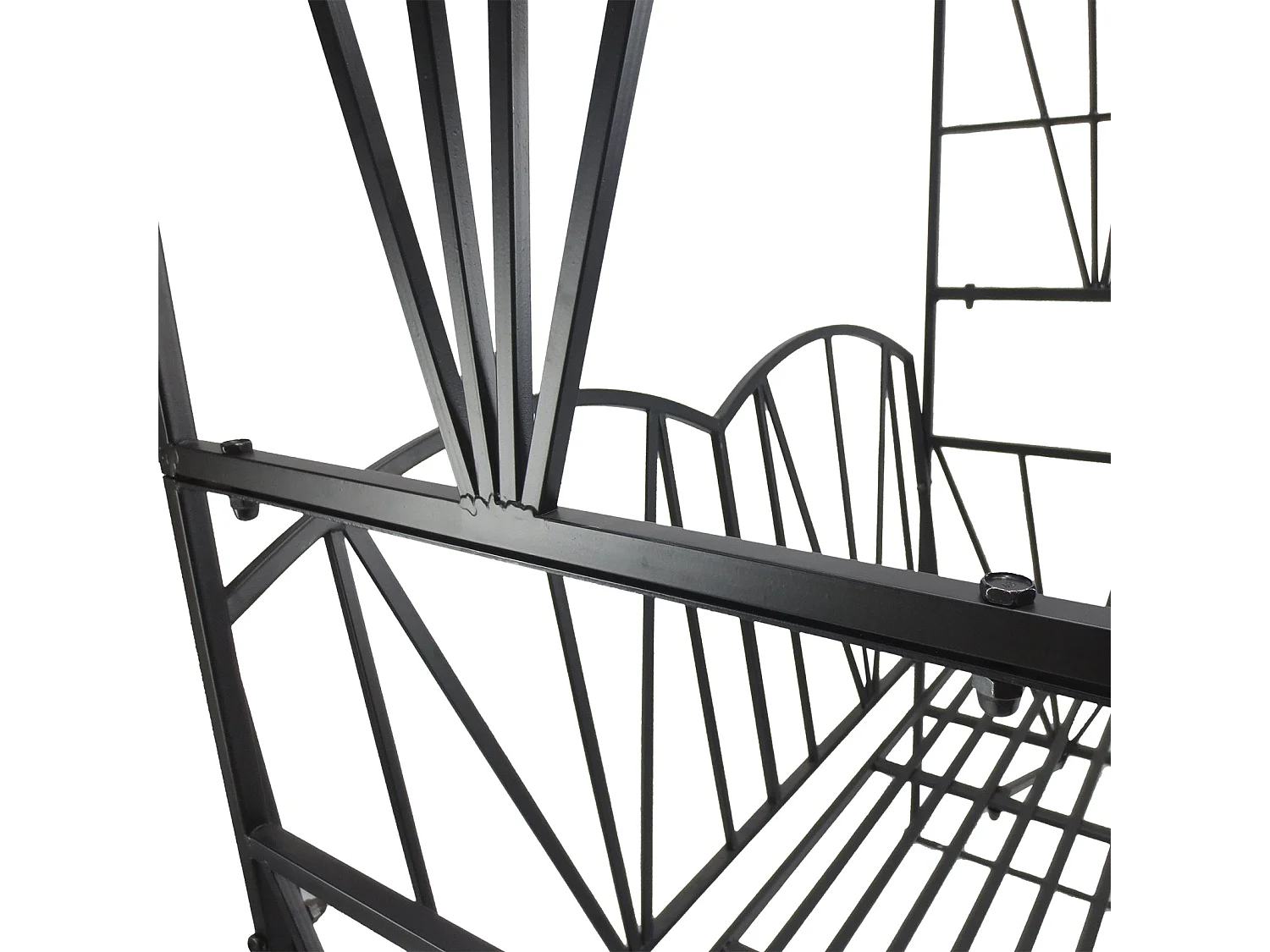 Black Metal 2 Seater Garden Bench with Arch Back for Climbing Plants