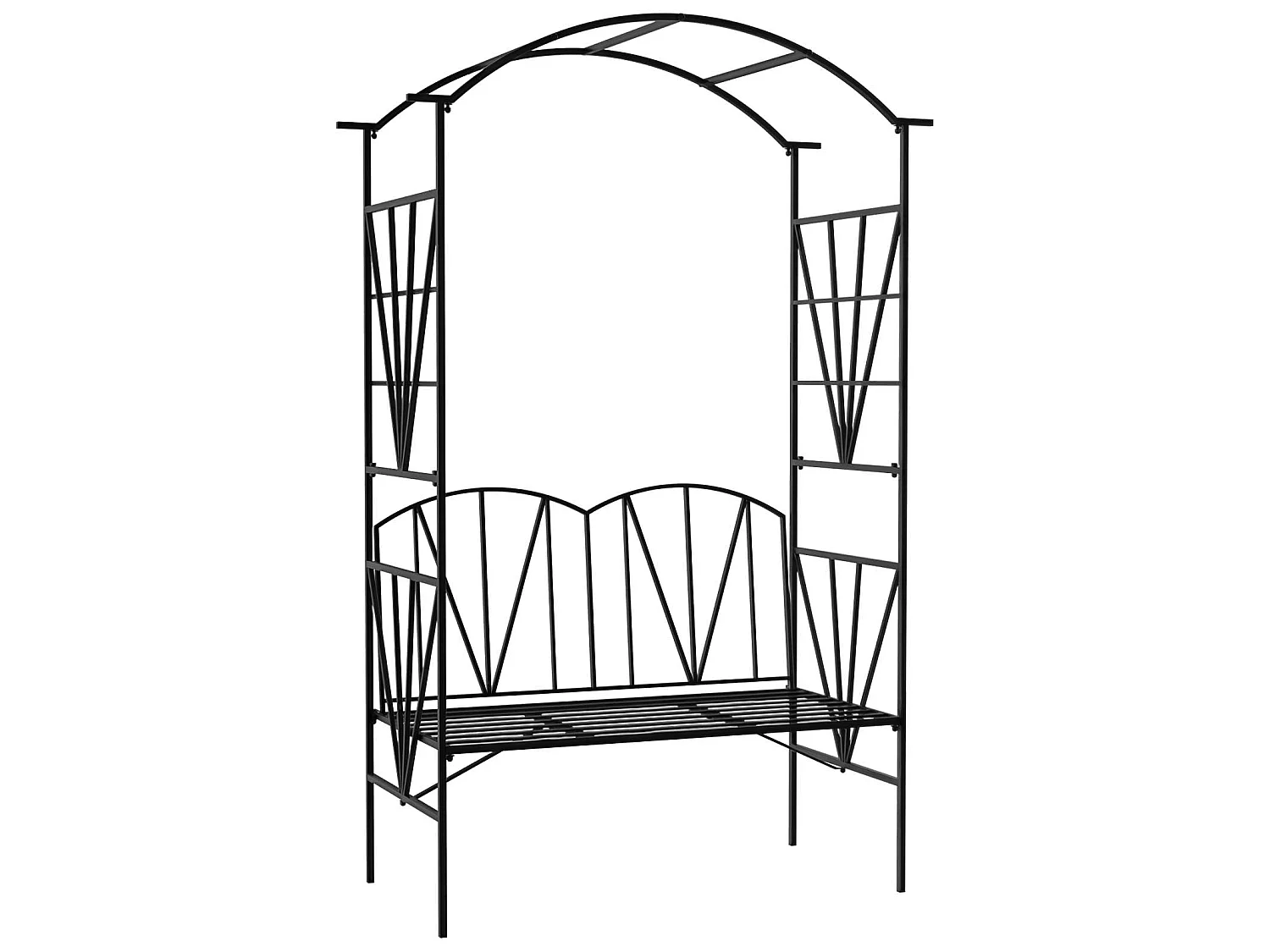 Black Metal 2 Seater Garden Bench with Arch Back for Climbing Plants
