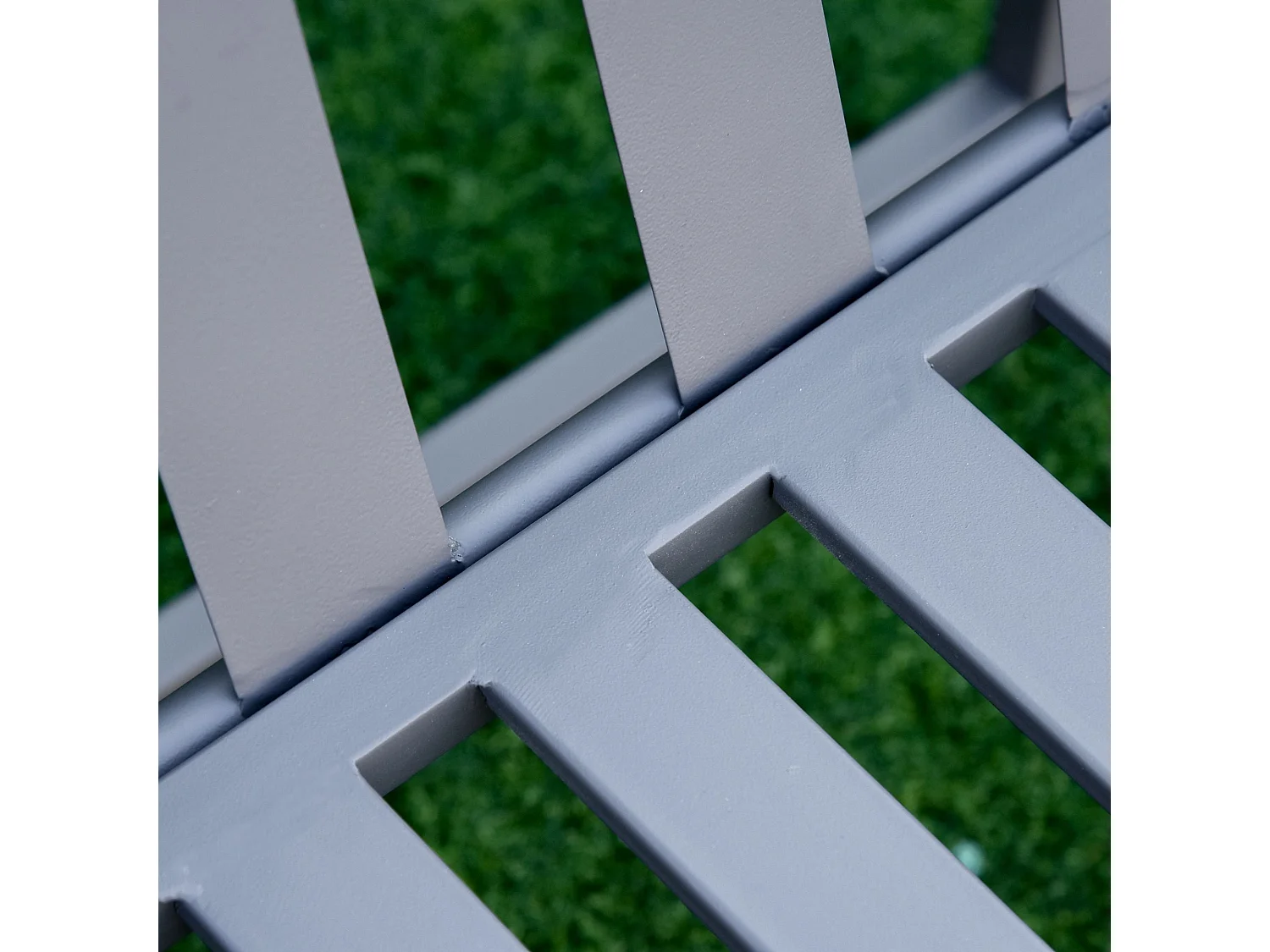 Yoraha Steel Grey Outdoor Garden Bench 2‑Seater Slatted Design