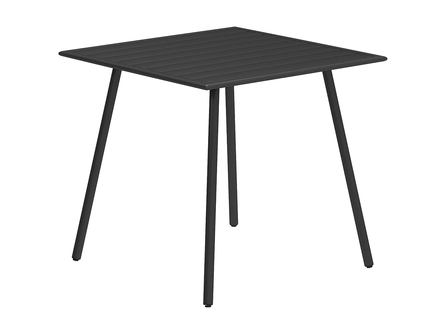 Nanodor 80cm Square Outdoor Dining Table Black Slatted Top Seats 4