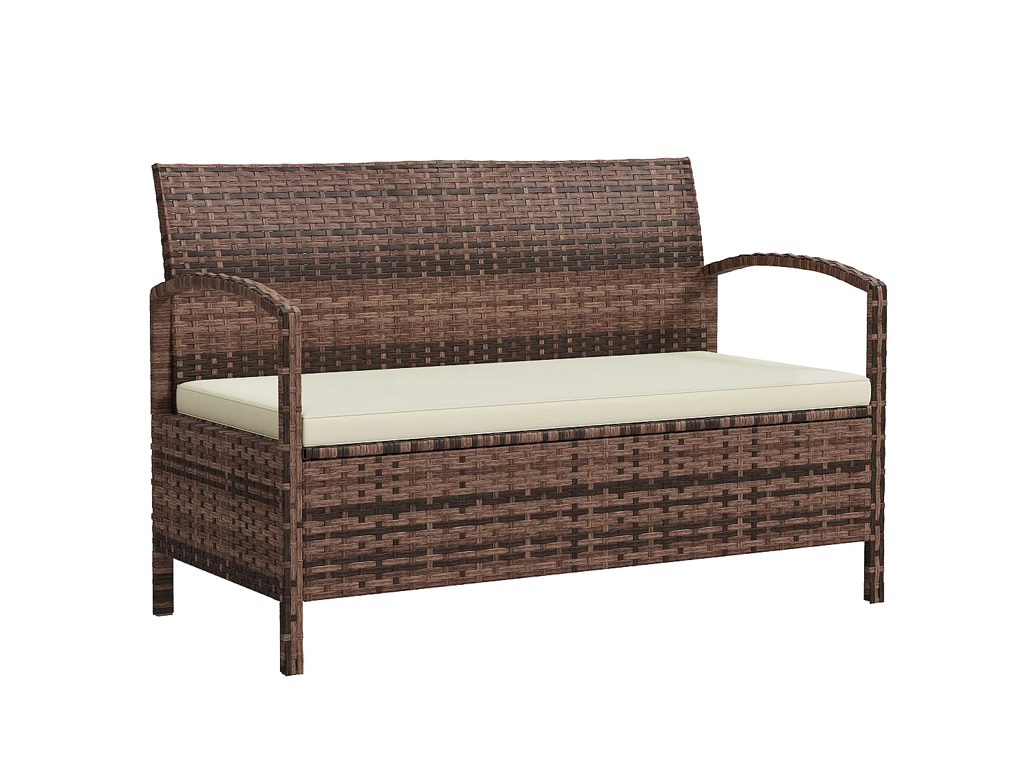 Rarette Brown PE Rattan Garden Storage Bench With Cushion 125L