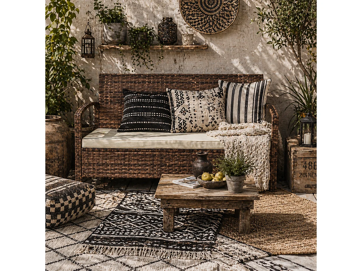 Rarette Brown PE Rattan Garden Storage Bench With Cushion 125L