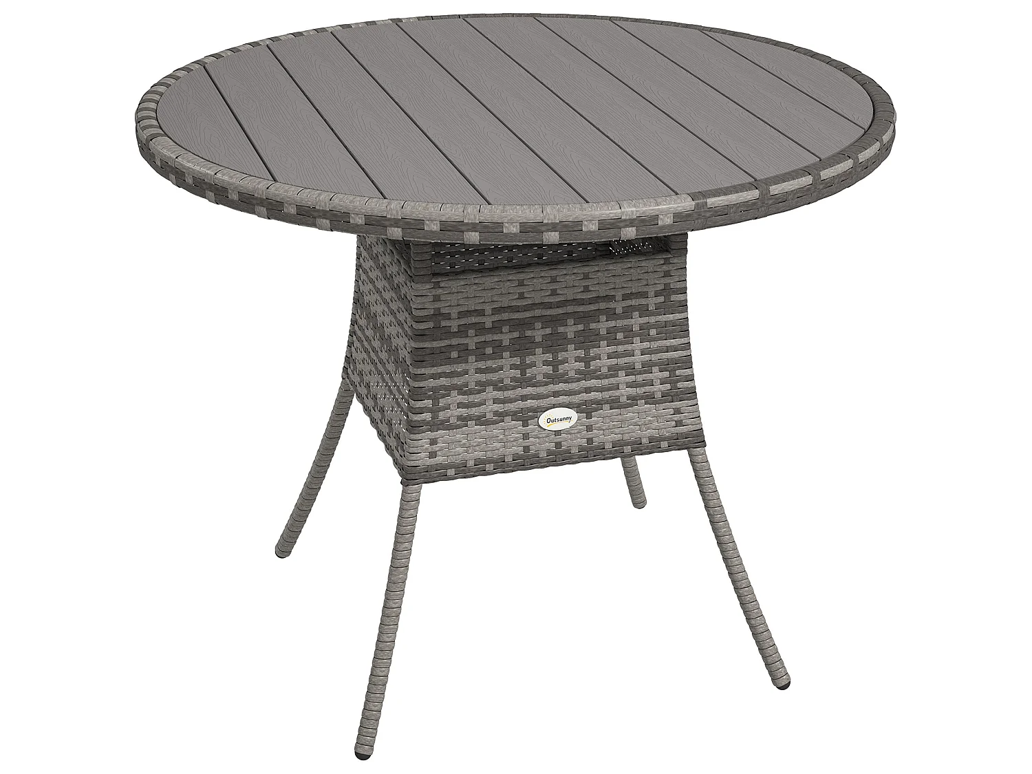 Ladido 90cm Grey Rattan Wood Effect Outdoor Dining Table
