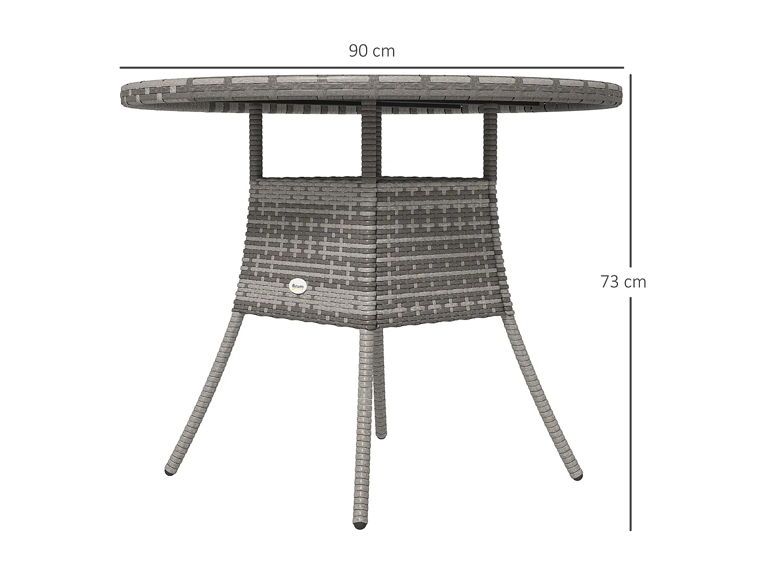 Ladido 90cm Grey Rattan Wood Effect Outdoor Dining Table