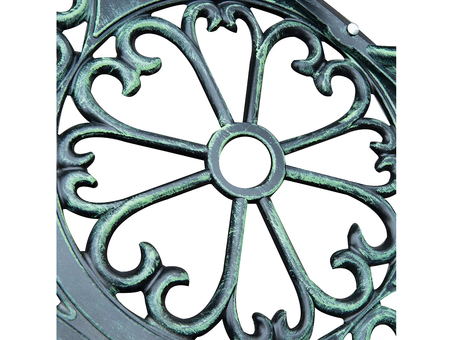 Rakeba Cast Aluminium Antique Green 2 Seater Garden Bench with Floral Backrest