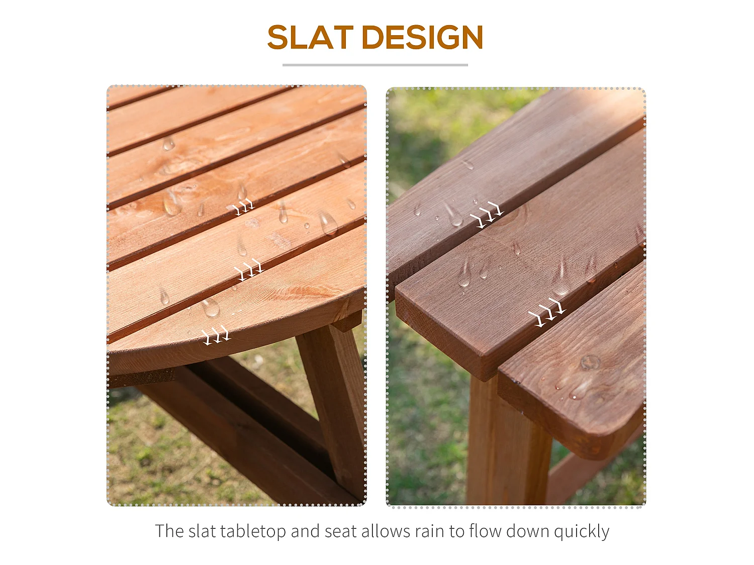 Bataba Brown Fir Wood 8 Seater Round Outdoor Picnic Table Set