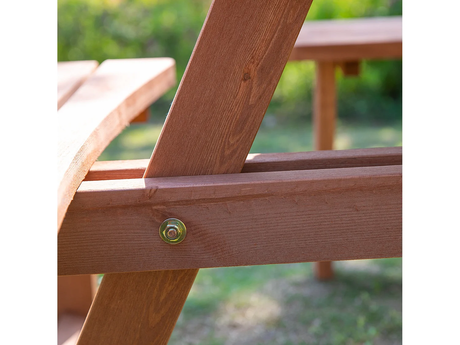 Bataba Brown Fir Wood 8 Seater Round Outdoor Picnic Table Set