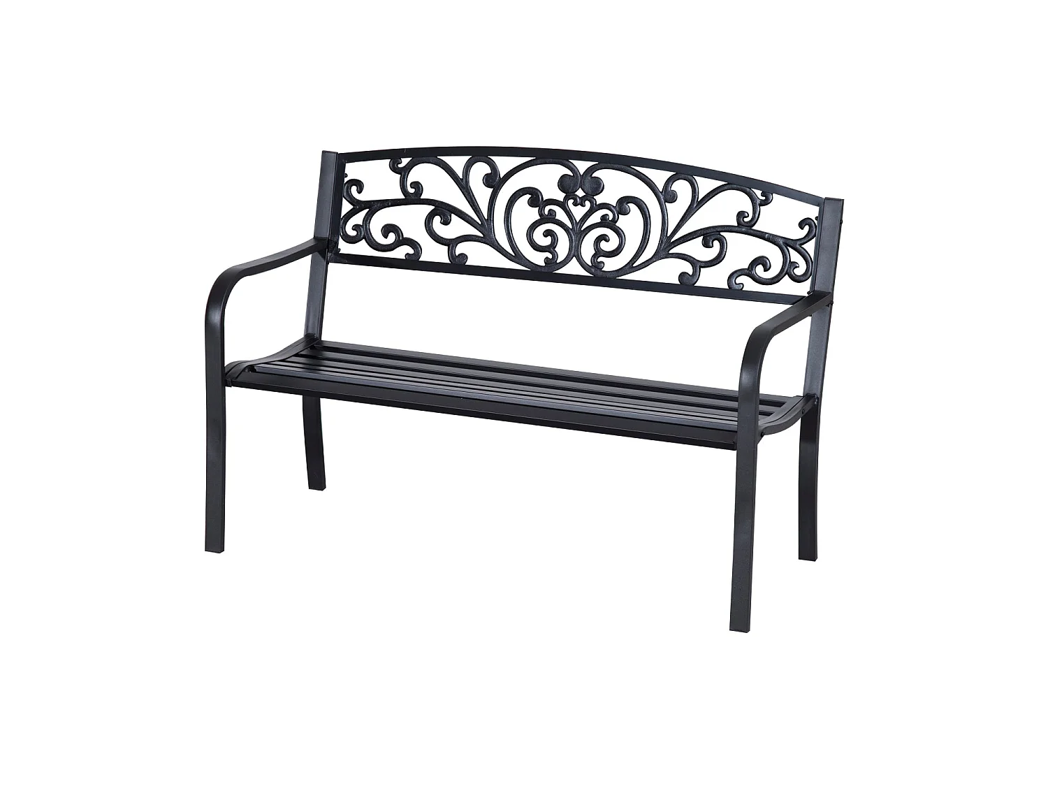 Saradi Taro Black Steel 2 Seater Outdoor Garden Bench