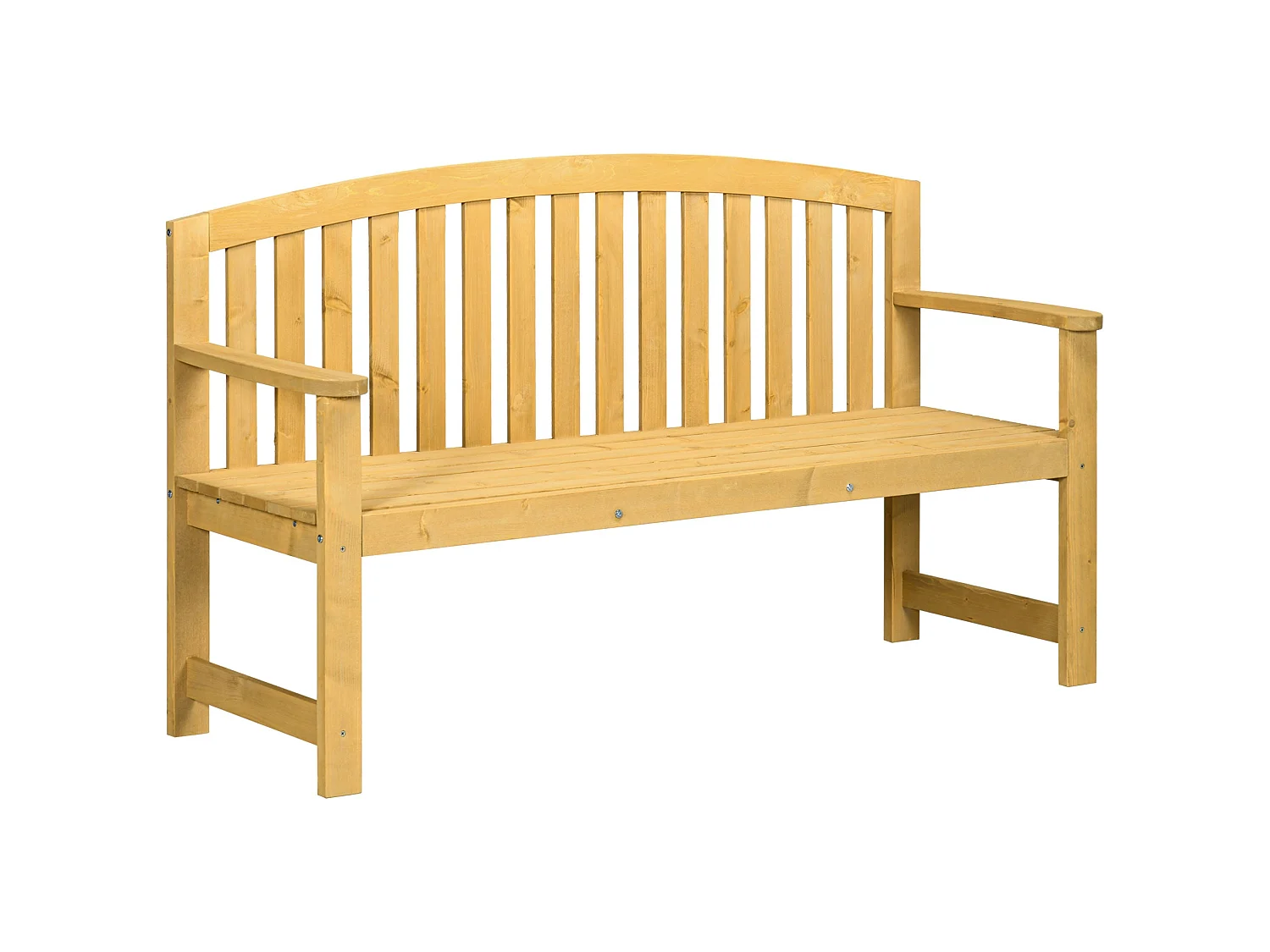 Tola 143cm Fir Wood 2 Seater Garden Bench with Armrests Slatted Orange Finish