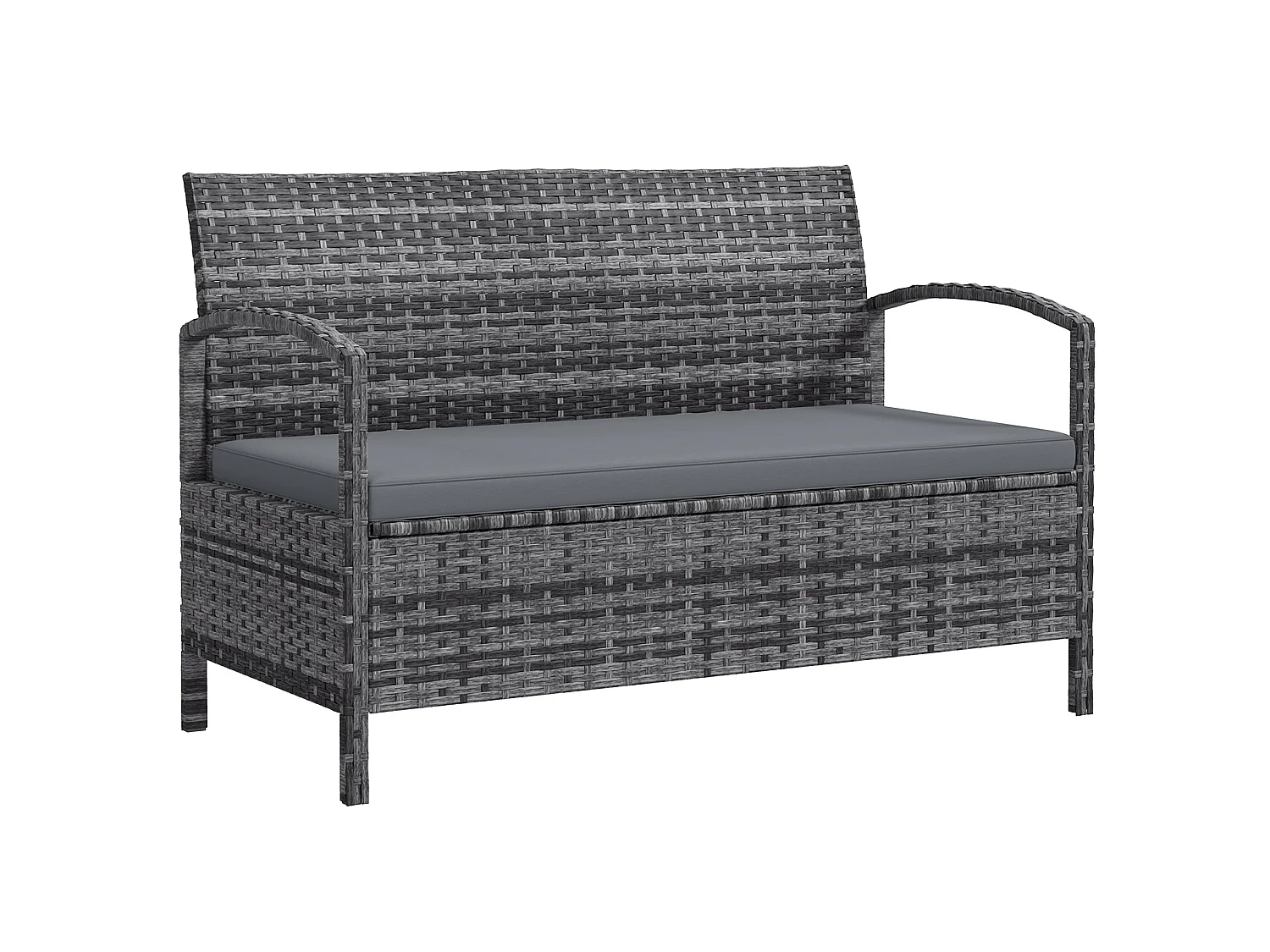 Rarette Grey Rattan Garden Storage Bench with Cushion 125L