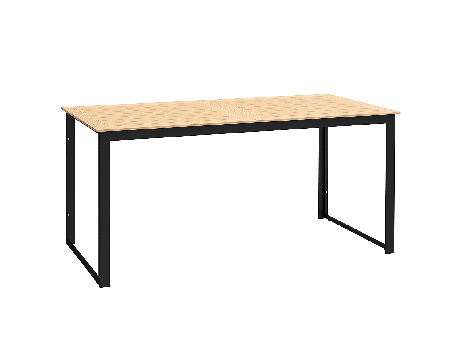 Haludo 160cm Teak Effect Rectangular Outdoor Dining Table 6 Seater Slatted Top