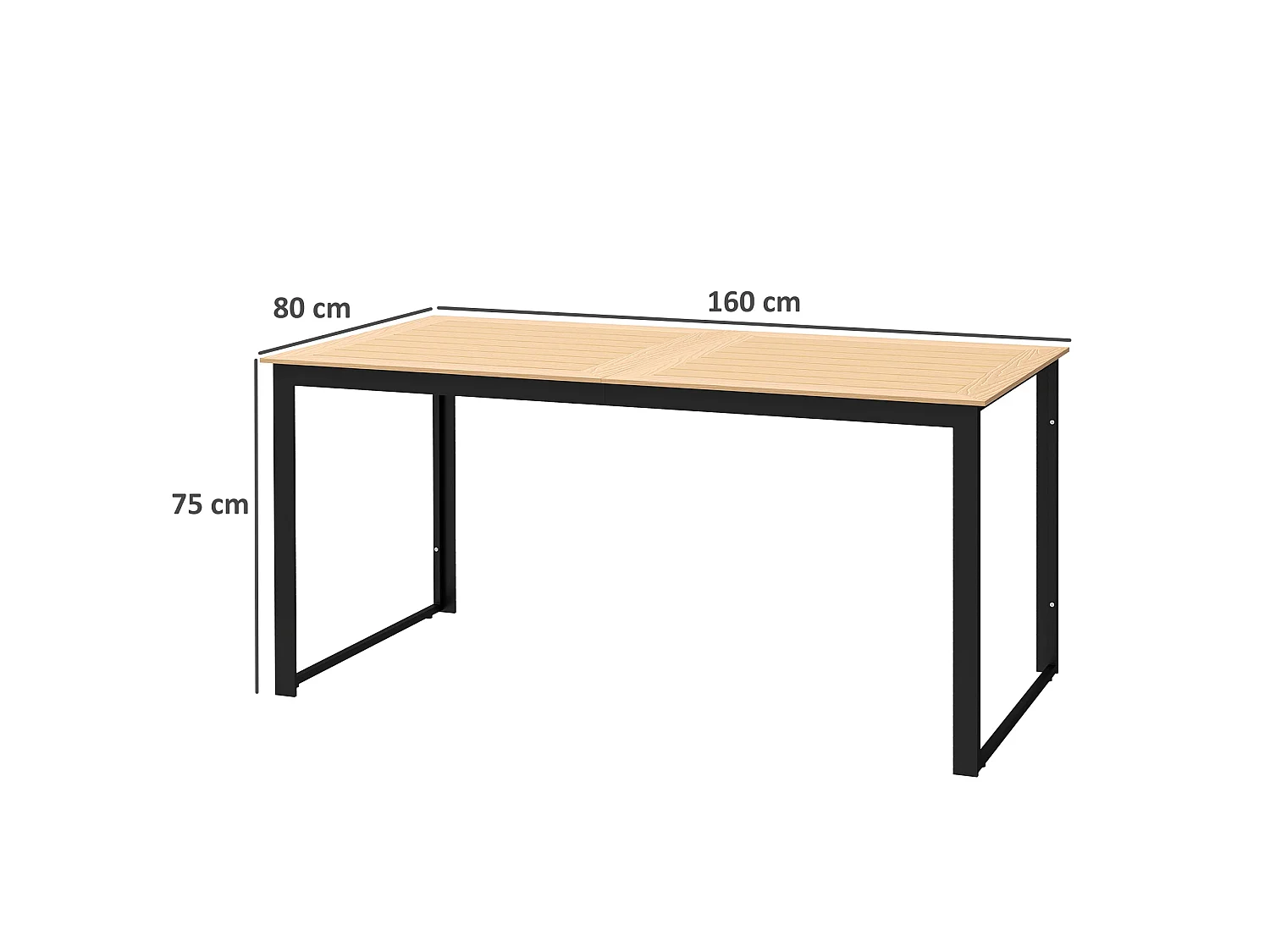 Haludo 160cm Teak Effect Rectangular Outdoor Dining Table 6 Seater Slatted Top
