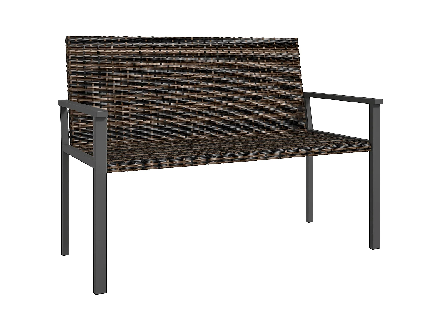 Batare 2 Seater Rattan Garden Bench with Armrests Mixed Brown