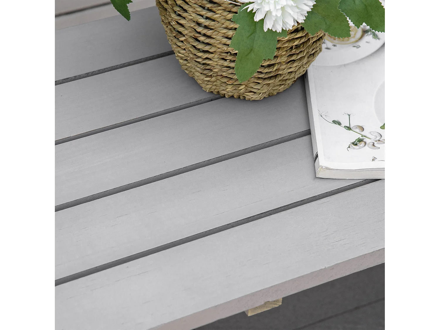 Linifi Grey Fir Wood 2 Seater Garden Bench with Wagon Wheel Arms and High Back