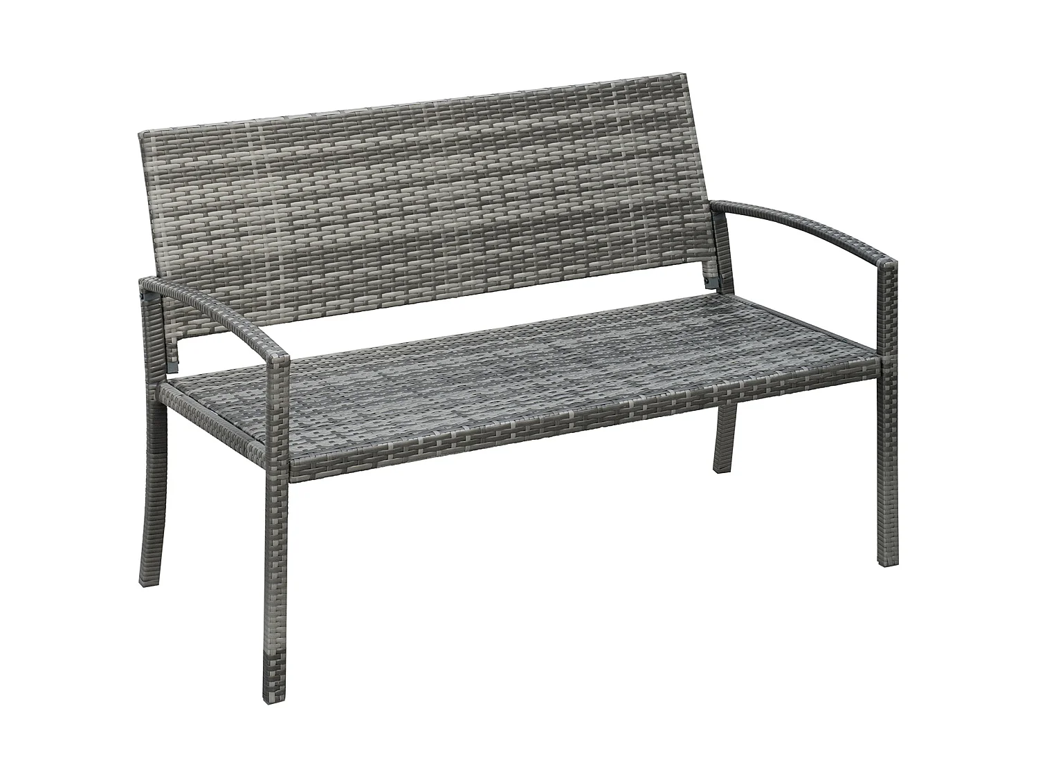 Mata Grey PE Rattan 2 Seater Garden Bench with Armrests