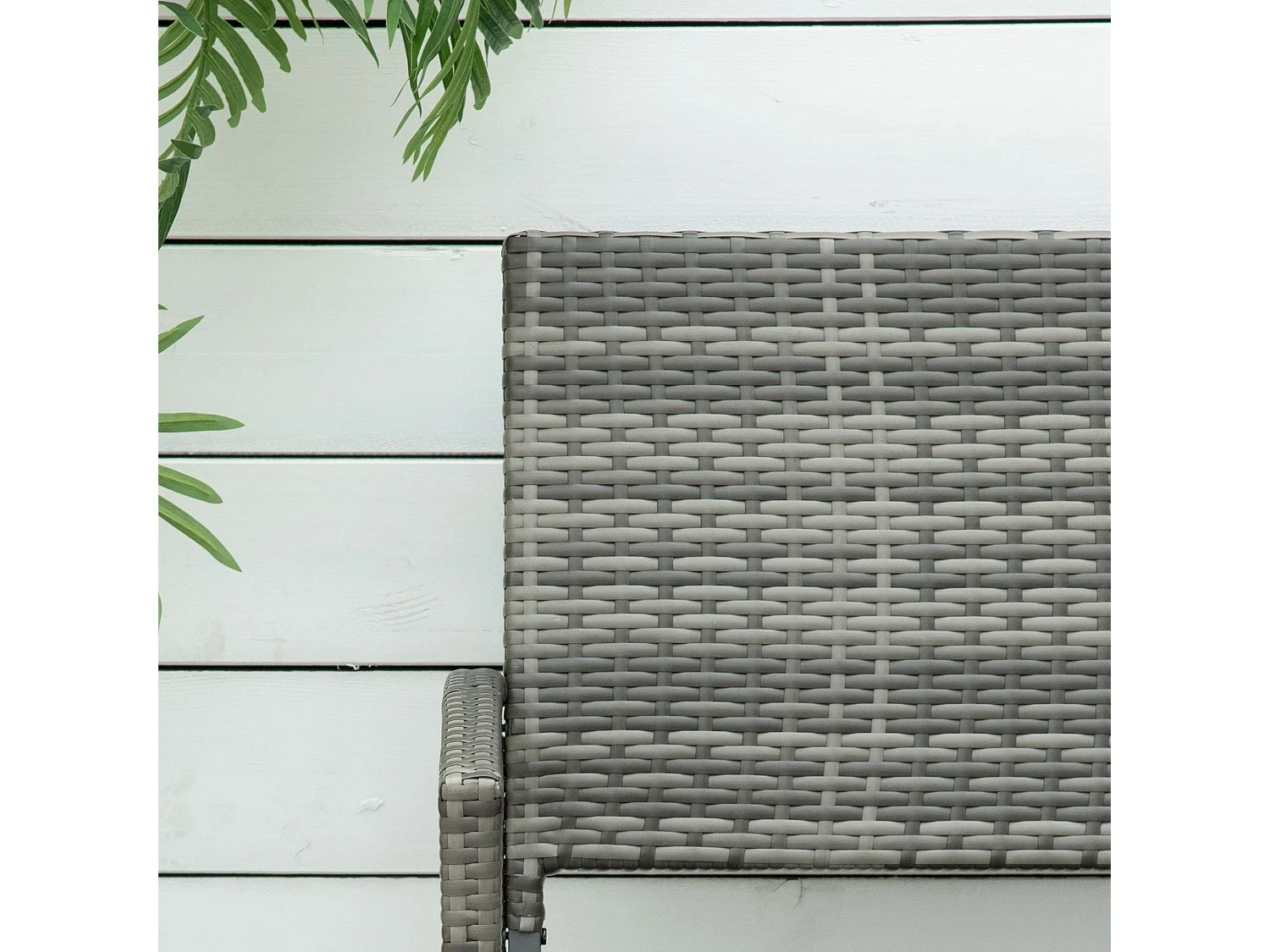 Mata Grey PE Rattan 2 Seater Garden Bench with Armrests