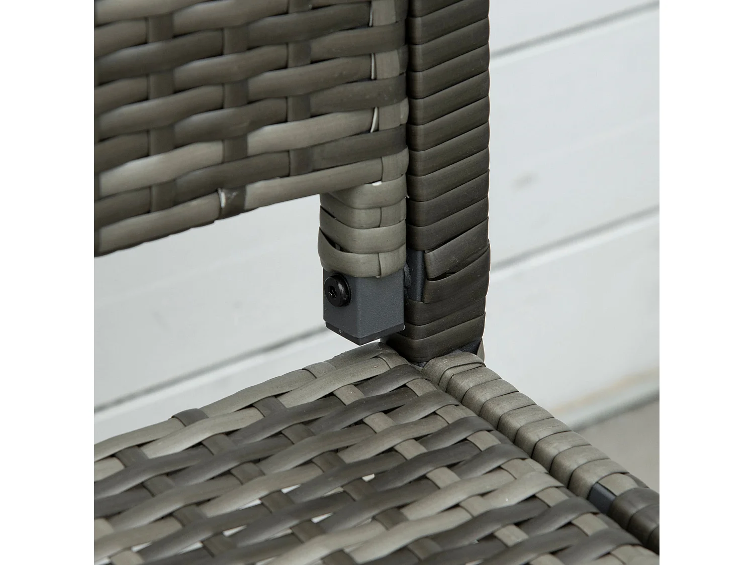 Mata Grey PE Rattan 2 Seater Garden Bench with Armrests
