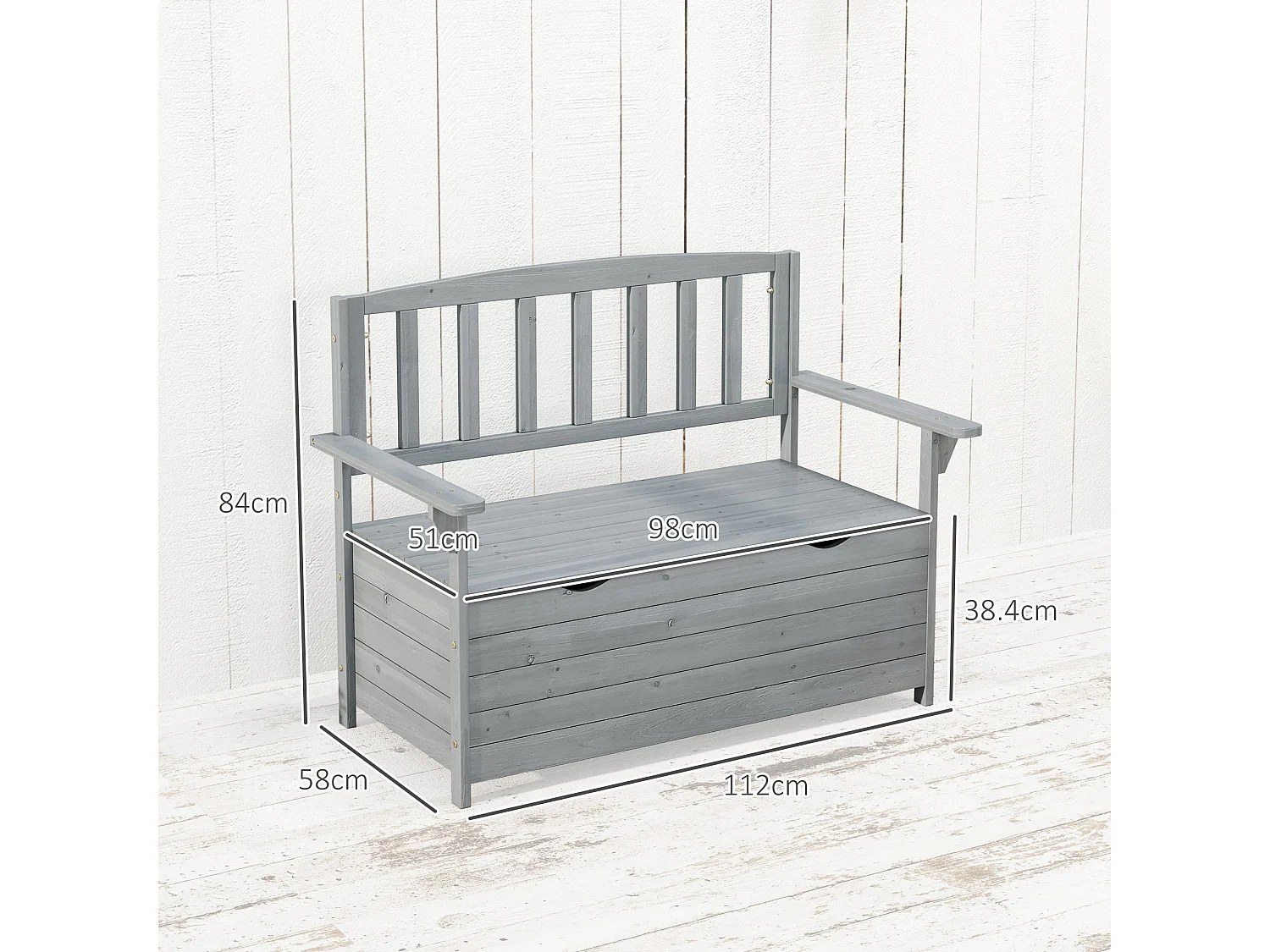 Cozicce Metal Grey 2 Seater Outdoor Storage Bench with Lift Up Seat