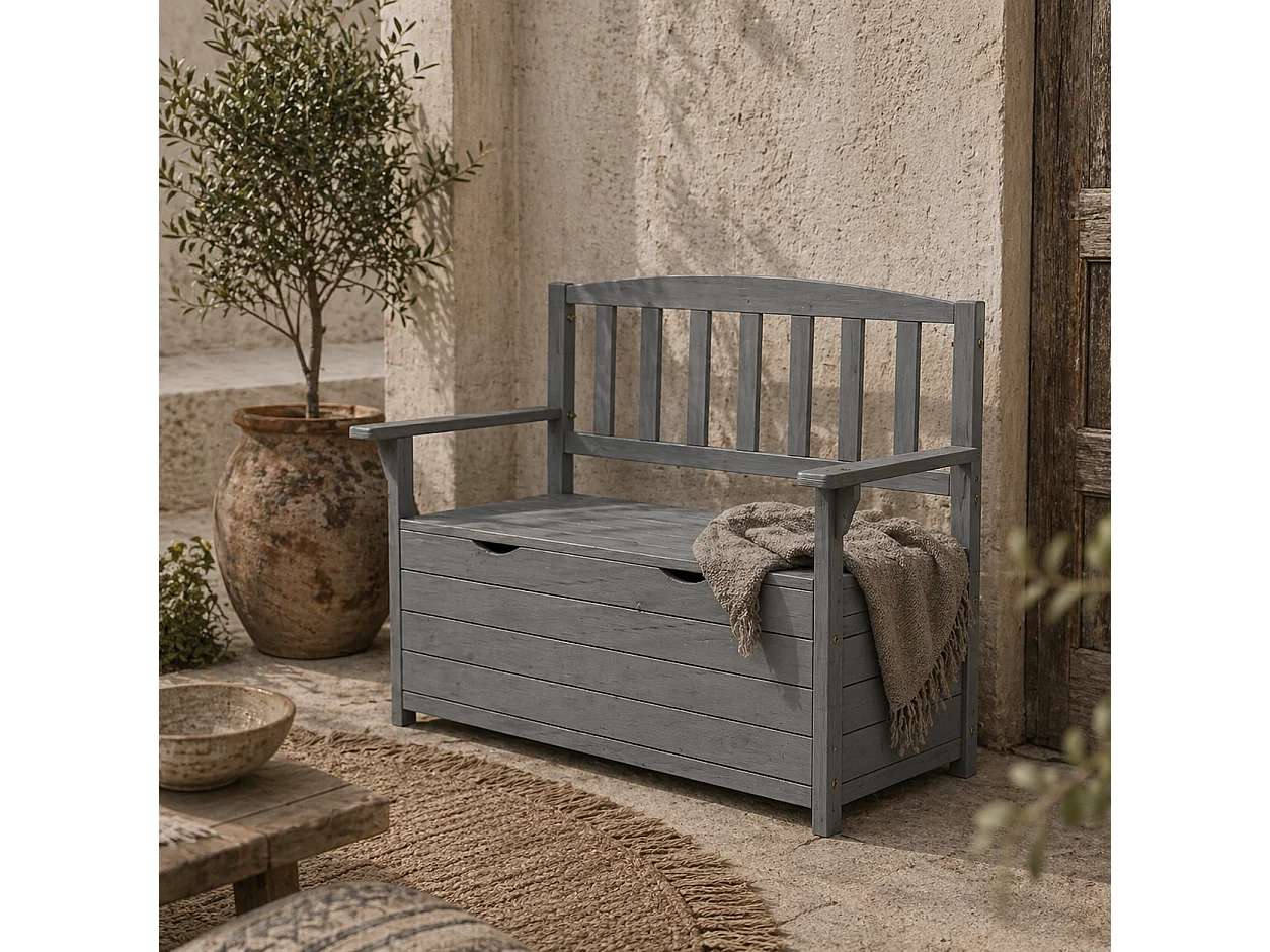 Cozicce Metal Grey 2 Seater Outdoor Storage Bench with Lift Up Seat